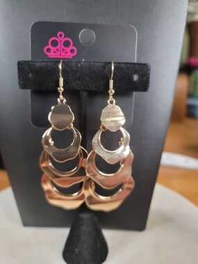 Paparazzi Shimmering Gold Cascading Disc Drop Earrings